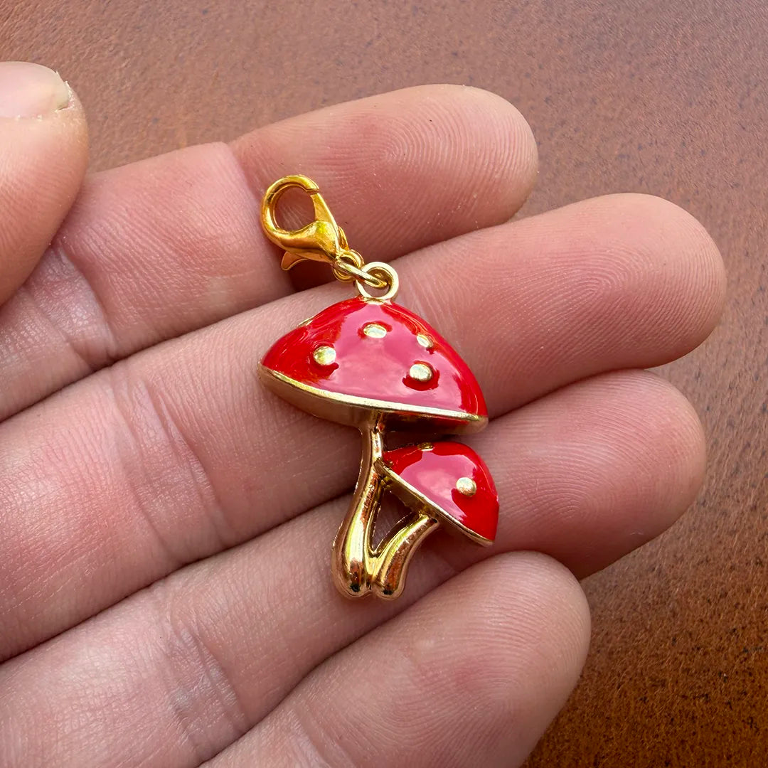Enamel Collar Charm (Mushrooms)