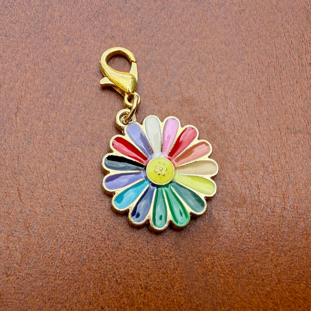 Enamel Collar Charm (Rainbow Flower)