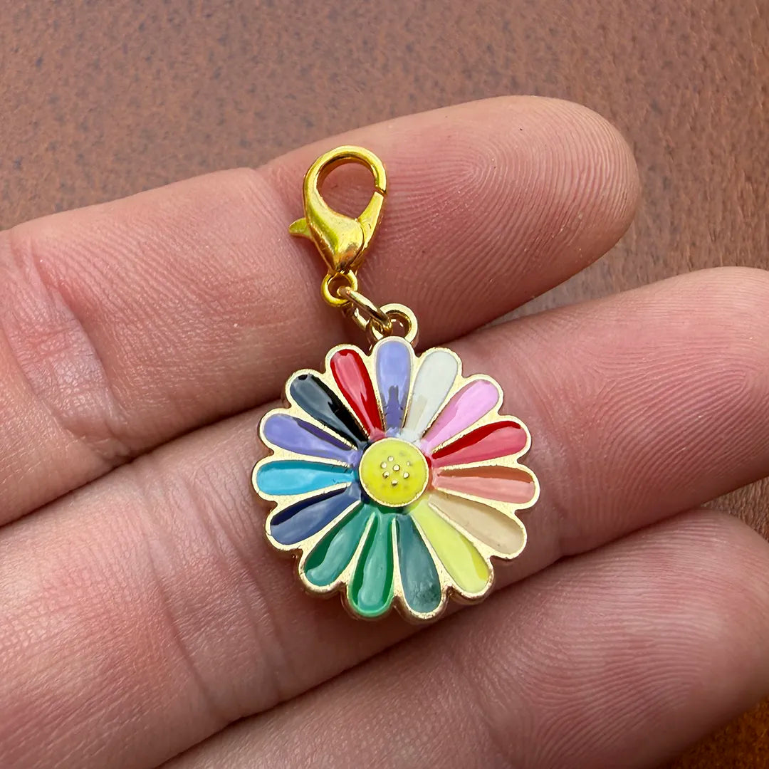 Enamel Collar Charm (Rainbow Flower)