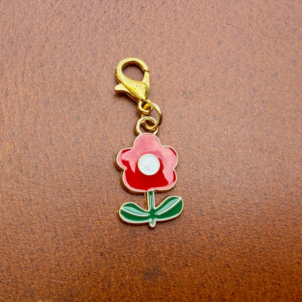 Enamel Collar Charm (Red Flower)