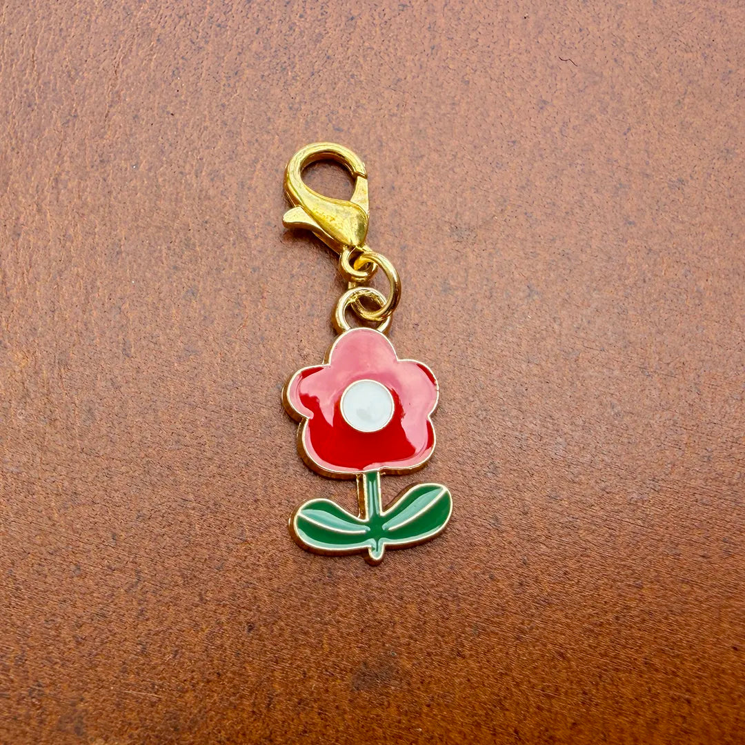 Enamel Collar Charm (Red Flower)