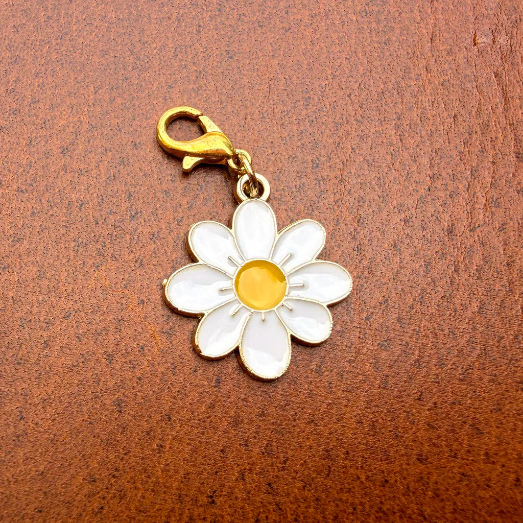 Enamel Collar Charm (White Flower)