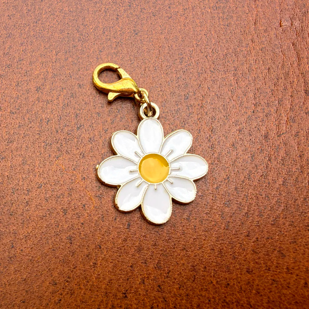 Enamel Collar Charm (White Flower)